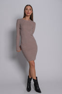 Πλεκτό Φόρεμα ριπ με λαιμόκοψη